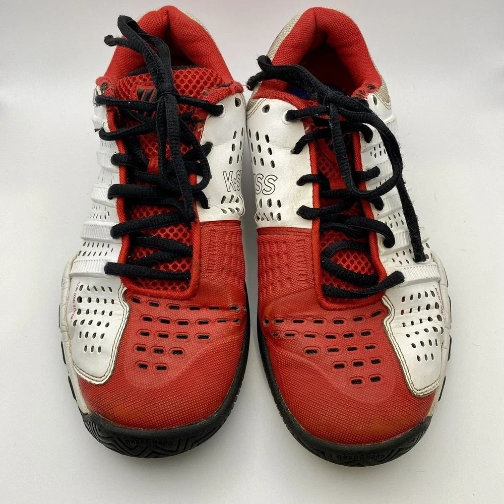 K-Swiss Men's Varsity Low Tennis Shoes - Red, White, Black Size 5‎ *